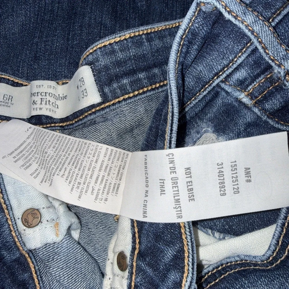 Abercrombie Distressed Y2K Preppy Blue The A & F Skinny Jeans Women Size 28 | 6R
